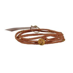 M Cohen Beaded Cord Convertible Wrap Bracelet Tan Brown .925 Gold Necklace